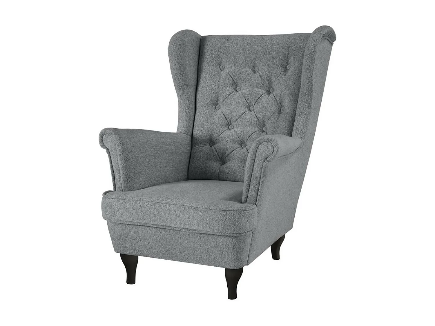 CHESTERFIELD-FAUTEUIL Falco gris avec pieds en bois wengé