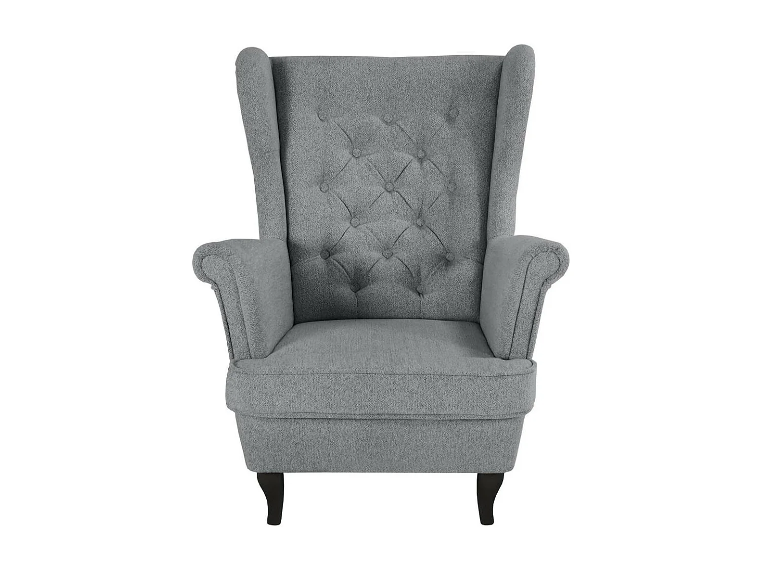 CHESTERFIELD-FAUTEUIL Falco gris avec pieds en bois wengé