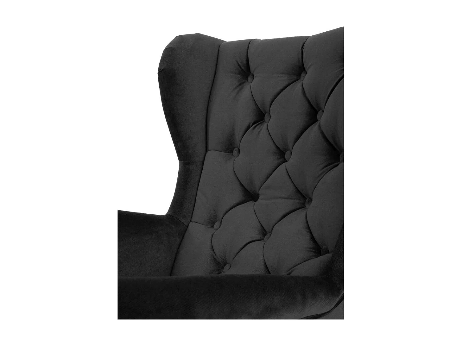 CHESTERFIELD-SESSEL Falco schwarz mit Holzbeinen