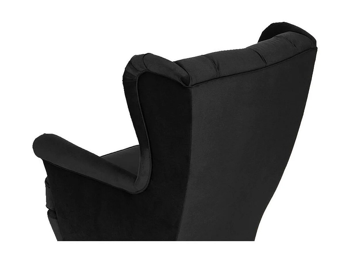 CHESTERFIELD-SESSEL Falco schwarz mit Holzbeinen