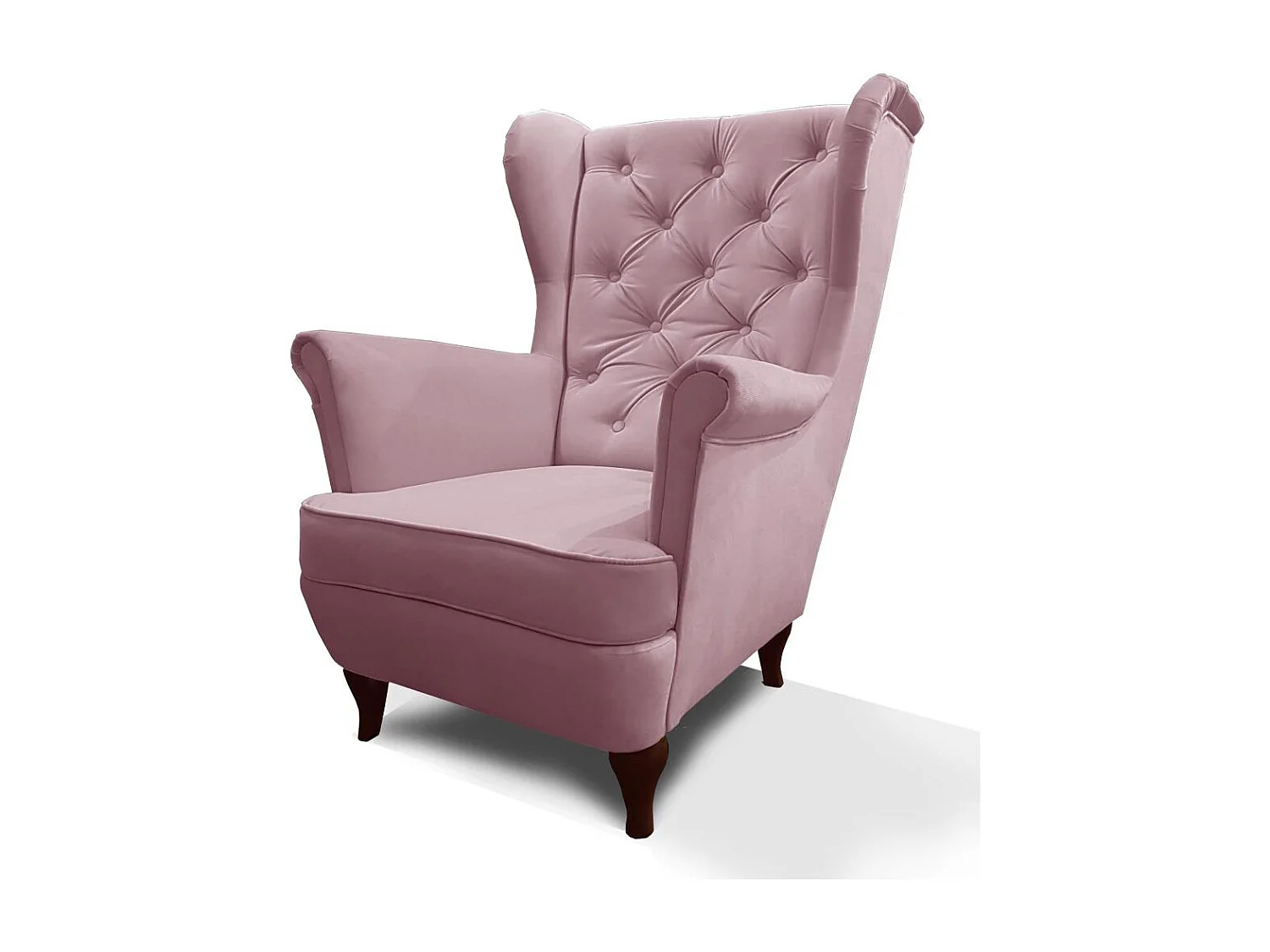 CHESTERFIELD-SESSEL Falco rosa mit Holzbeinen
