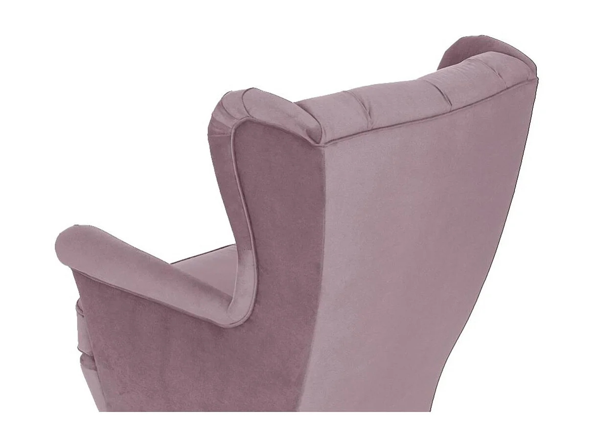 CHESTERFIELD-SESSEL Falco rosa mit Holzbeinen