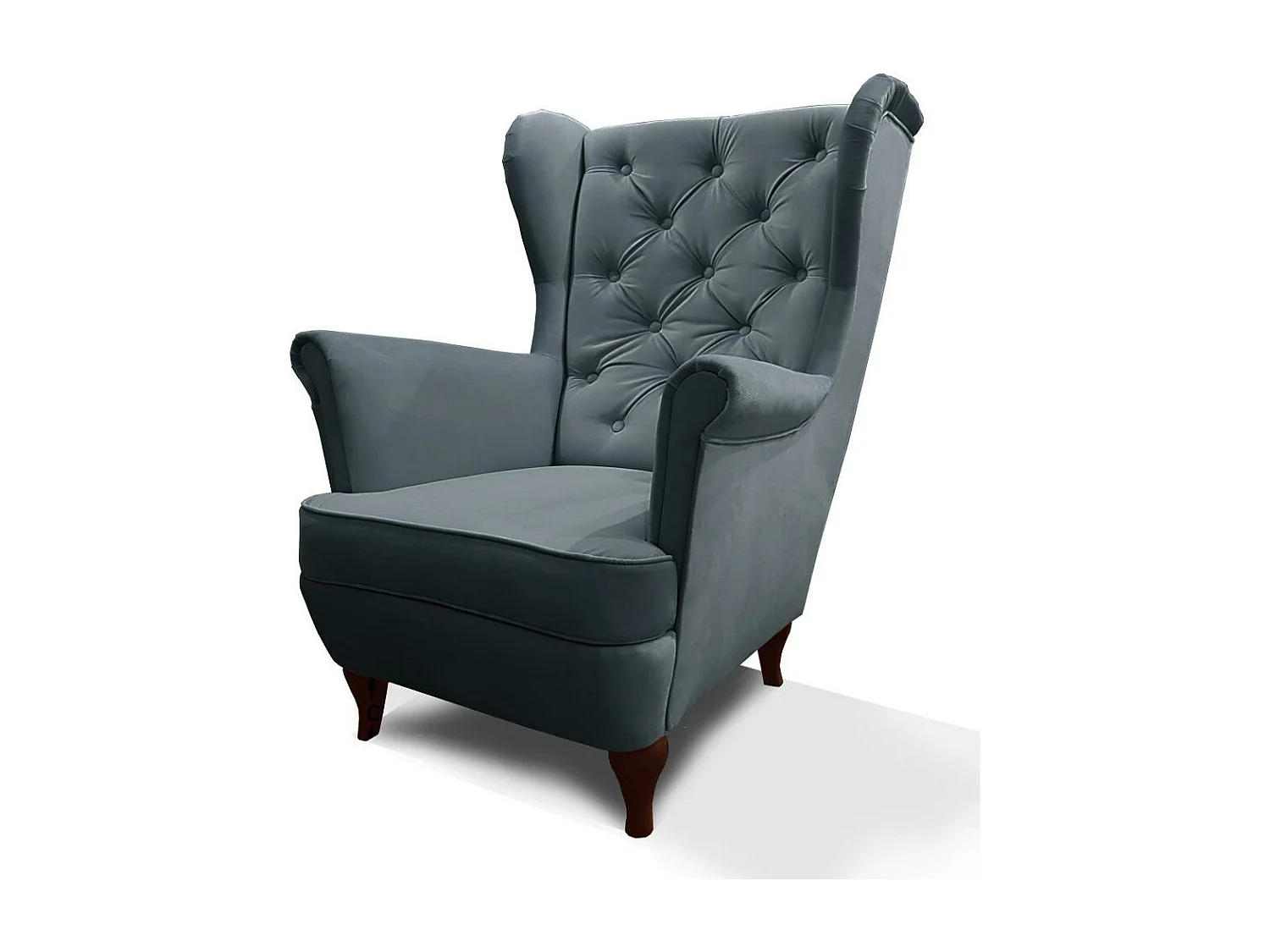 CHESTERFIELD-FAUTEUIL Falco gris foncé avec pieds en bois