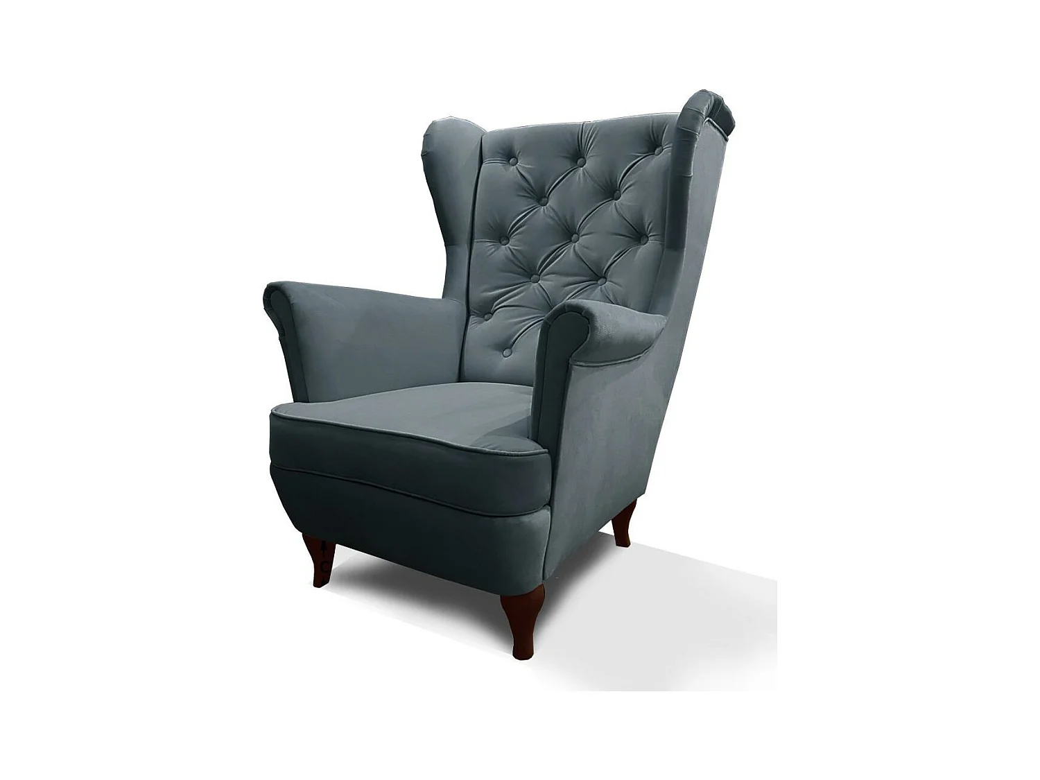 CHESTERFIELD-SESSEL Falco dunkellgrau mit Holzbeinen