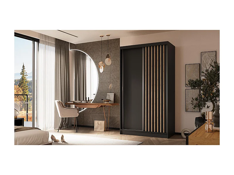 Hangkast Helios 120/216/61 zwart+eiken Artisan met laden