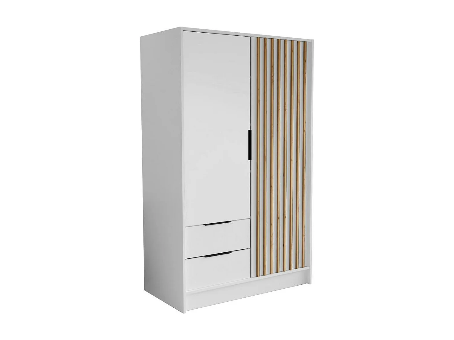 ARMOIRE À PORTES TOURNANTES Nero 100/51/200 cm avec lamelles blanc