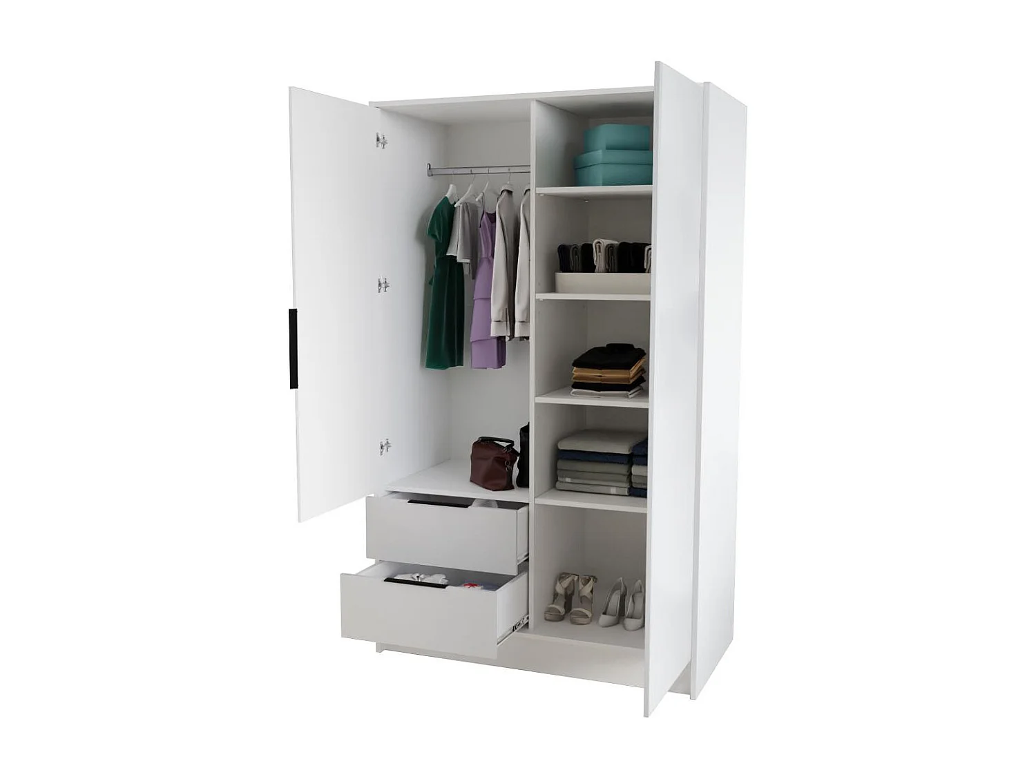 ARMOIRE À PORTES TOURNANTES Nero 100/51/200 cm avec lamelles blanc