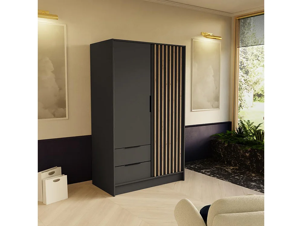 ARMOIRE A PORTES TOURNANTES Nero 100/51/200 cm avec lamelles graphite