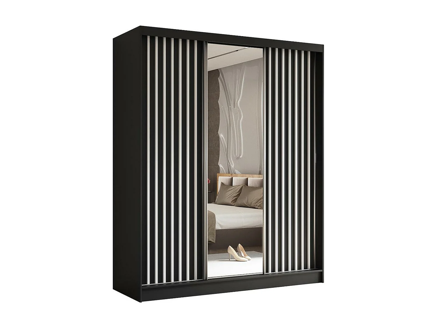 ARMOIRE A PORTES FERMÉES Helix 180/216/61 noir+blanc avec insert de tiroir