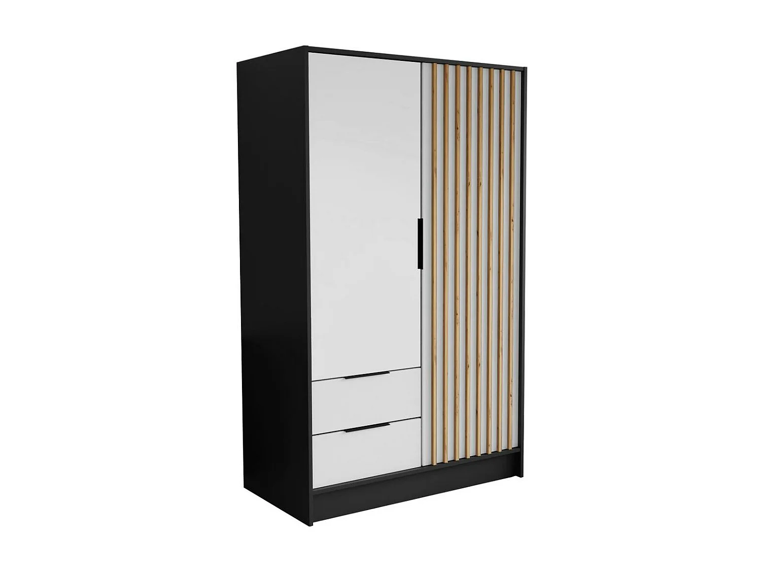 ARMOIRE À PORTES TOURNANTES Nero 100/51/200 cm avec lamelles noir+blanc