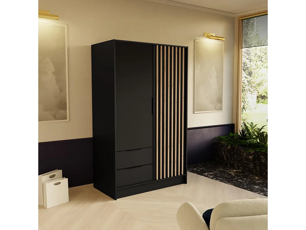 ARMOIRE A PORTES TOURNANTES Nero 100/51/200 cm avec lamelles noir