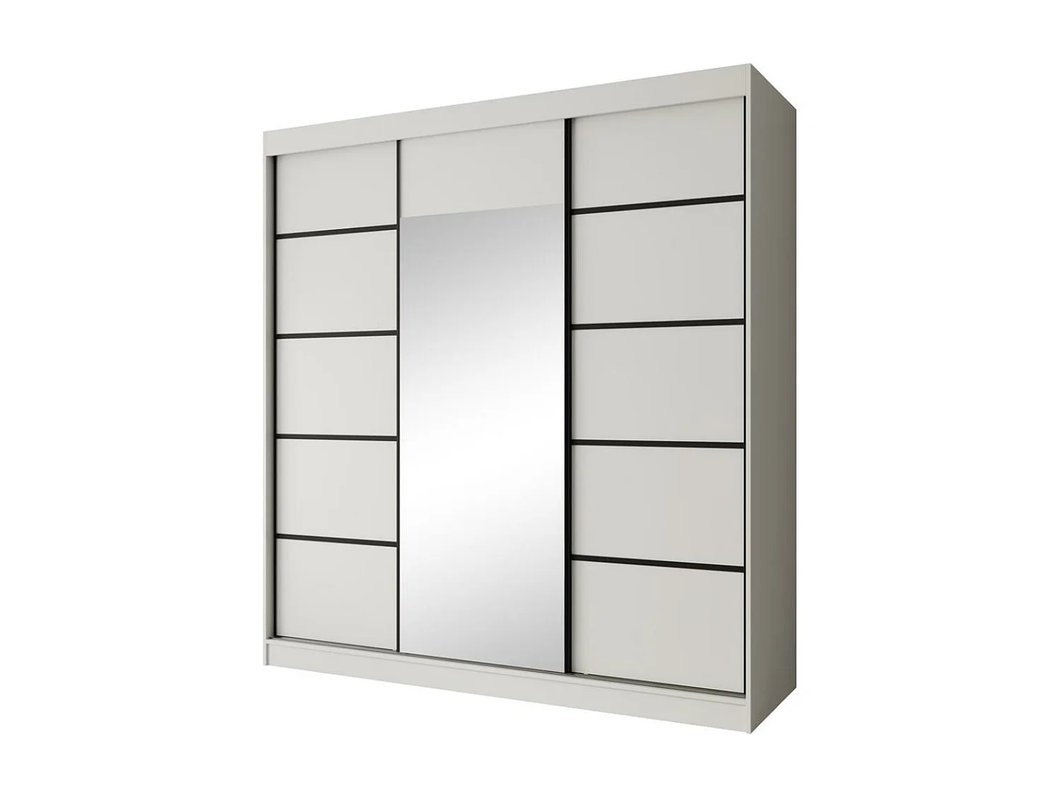 Hangkast Monica 200/215/61 3-deurs wit+zwart met spiegel