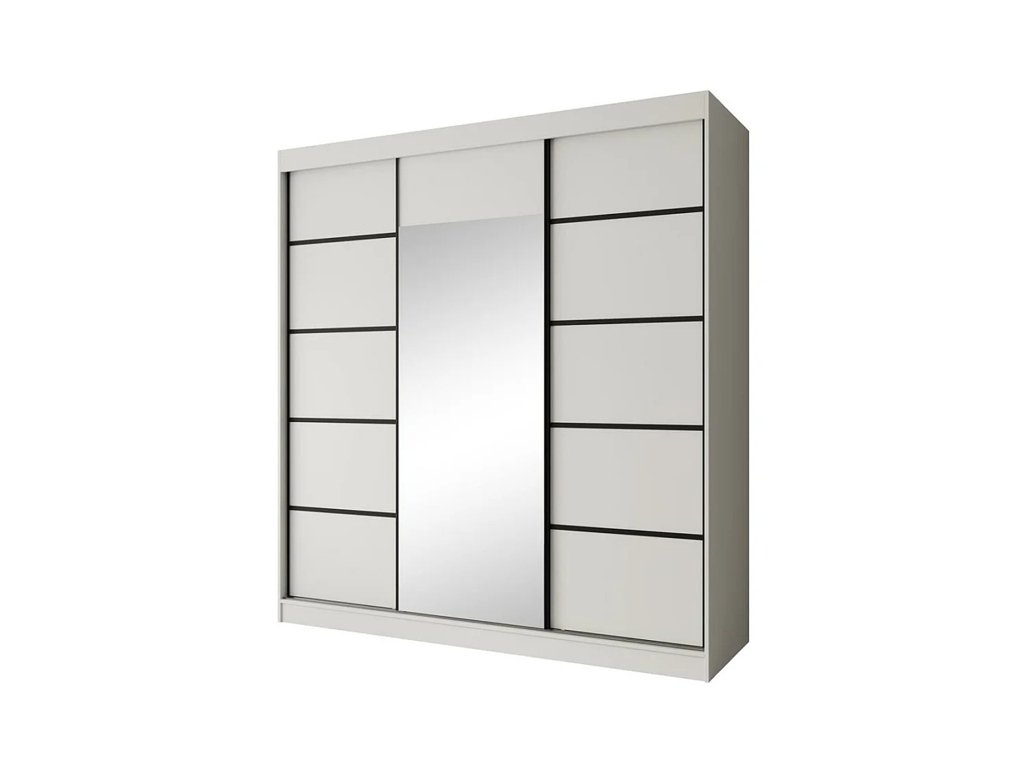 ARMOIRE A PORTES FERMÉES Monica 200/215/61 3 portes blanc+noir avec miroir