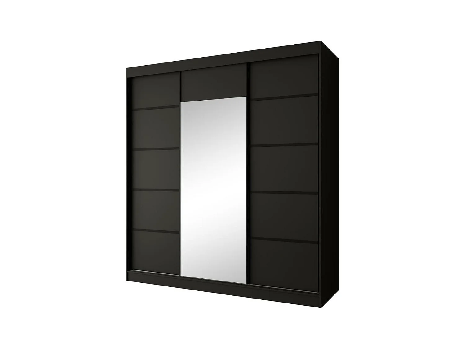 ARMOIRE A PORTES FERMÉES Monica 200/215/61 3 portes noir avec miroir