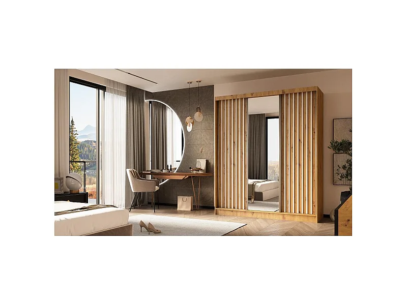 ARMOIRE A PORTES FERMÉES Helix 180/216/61 chêne artisan+blanc