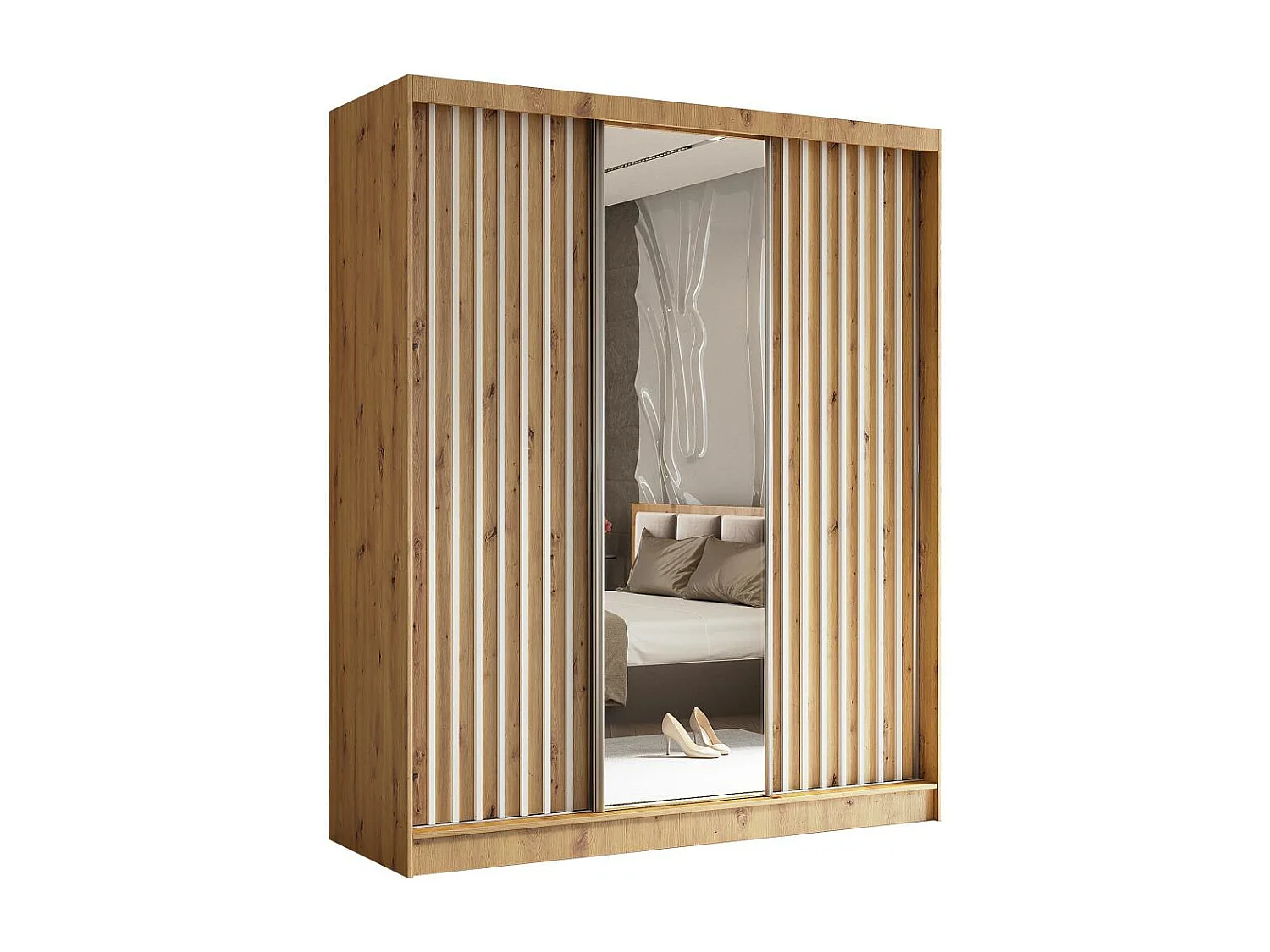 ARMOIRE A PORTES FERMÉES Helix 180/216/61 chêne artisan+blanc