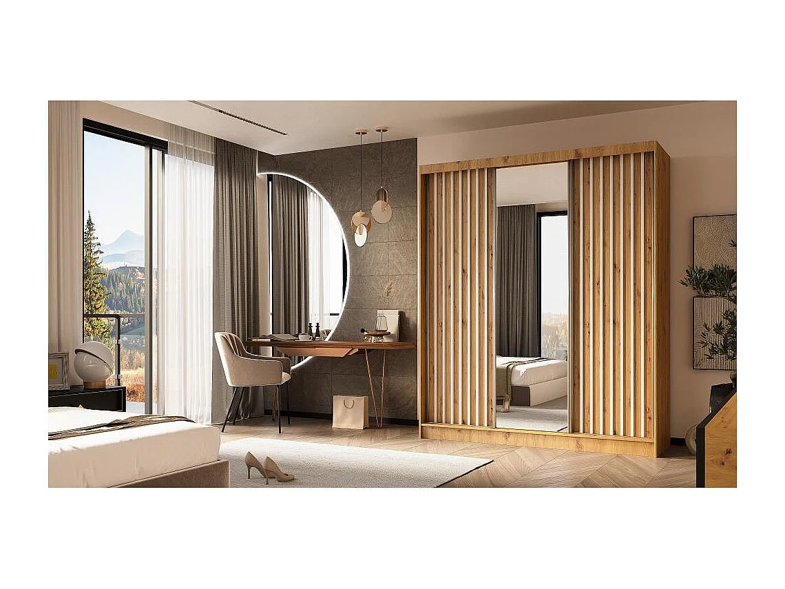 SCHWEBETÜRENSCHRANK Helix 180/216/61 eiche artisan+weiß