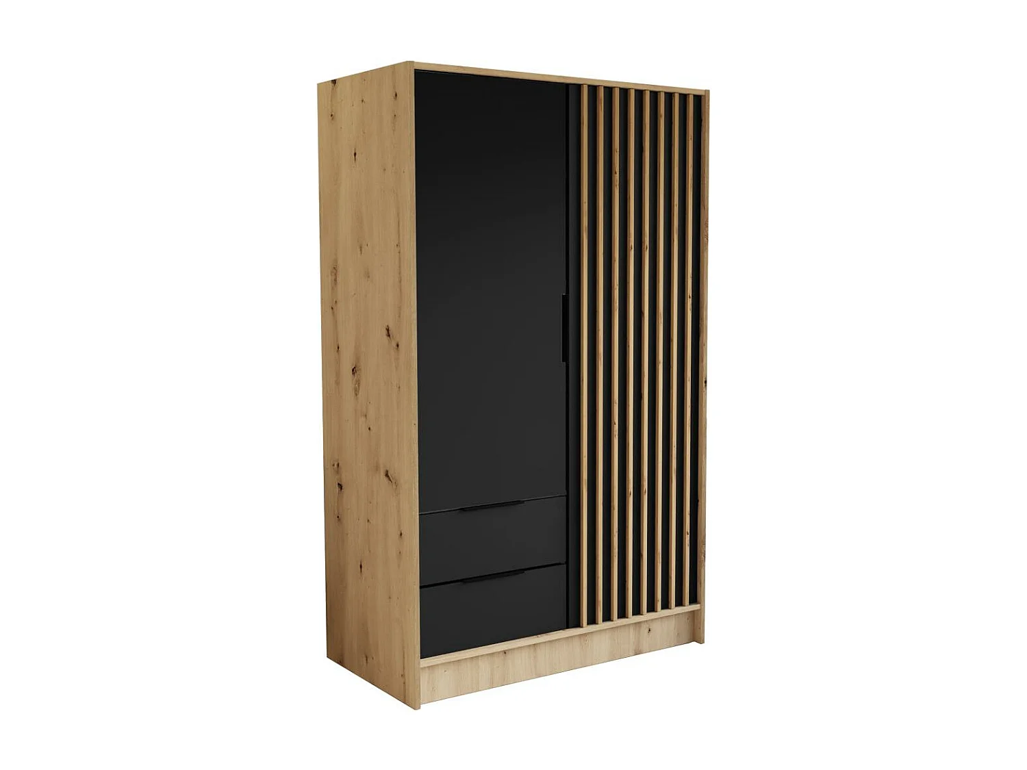 ARMOIRE A PORTES TOURNANTES Nero 100/51/200 cm avec lamelles chêne artisan+noir