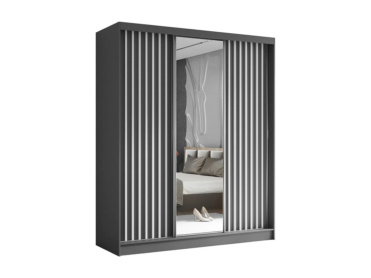 ARMOIRE A PORTES FERMÉES Helix 180/216/61 gris+blanc avec insert de tiroir