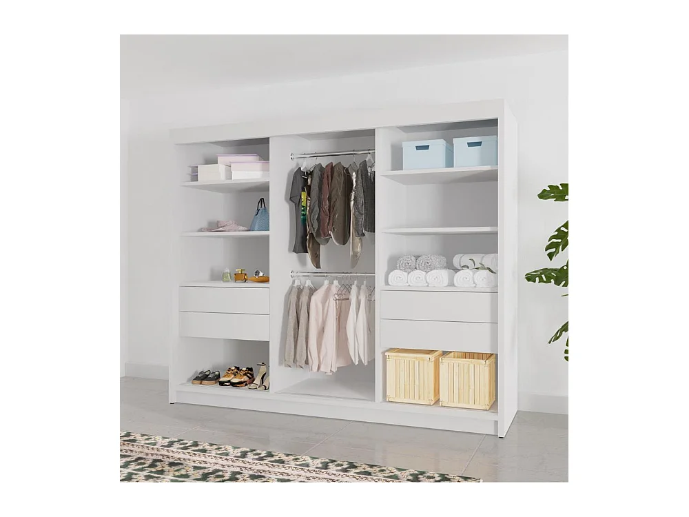 ARMOIRE A PORTES FERMÉES Monica 200/215/61 3 portes chêne sonoma+noir avec miroir