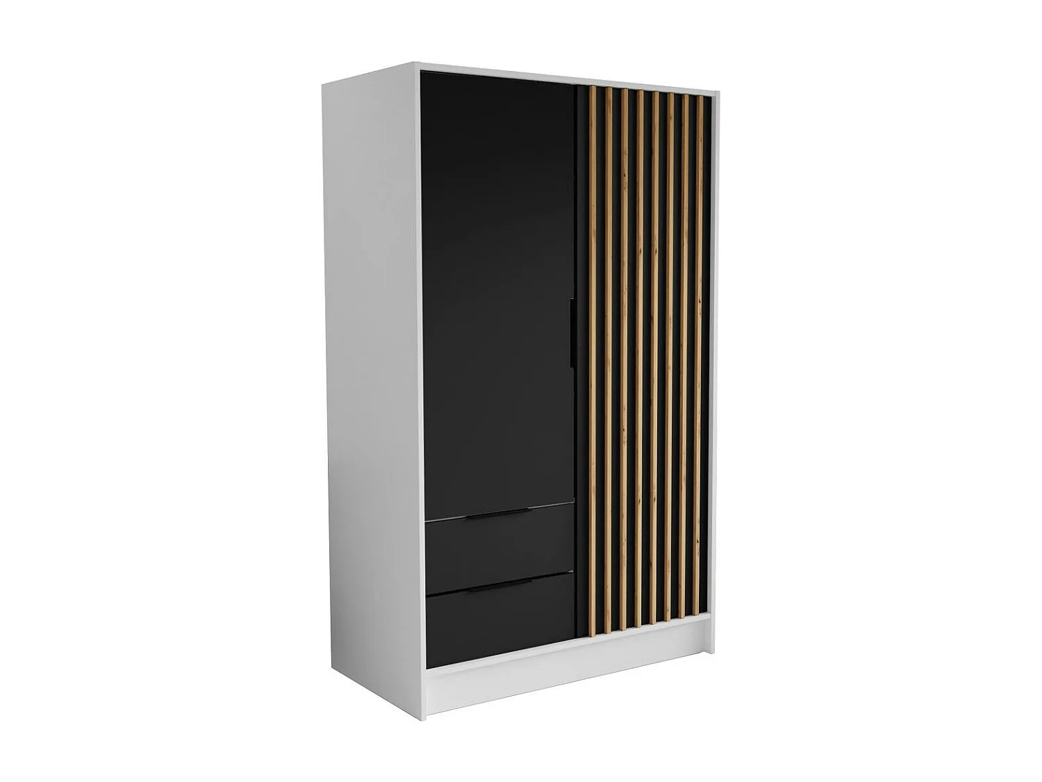 ARMOIRE A PORTES TOURNANTES Nero 100/51/200 cm avec lamelles blanc+noir