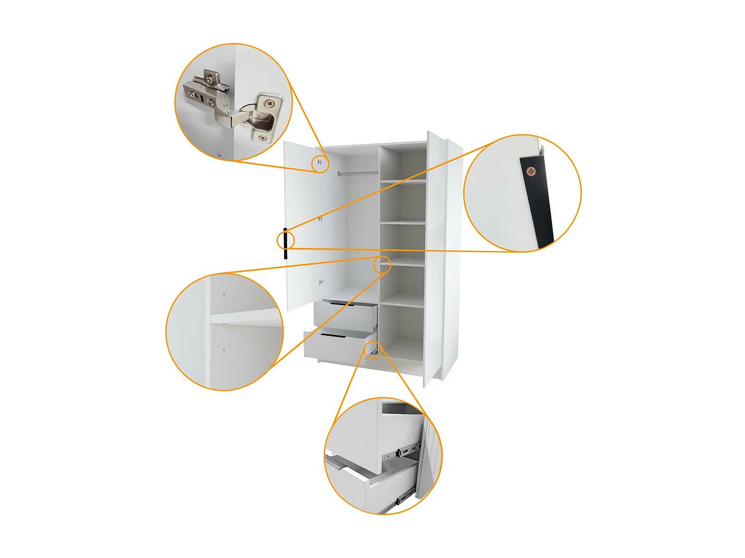 ARMOIRE A PORTES TOURNANTES Nero 100/51/200 cm avec lamelles blanc+noir