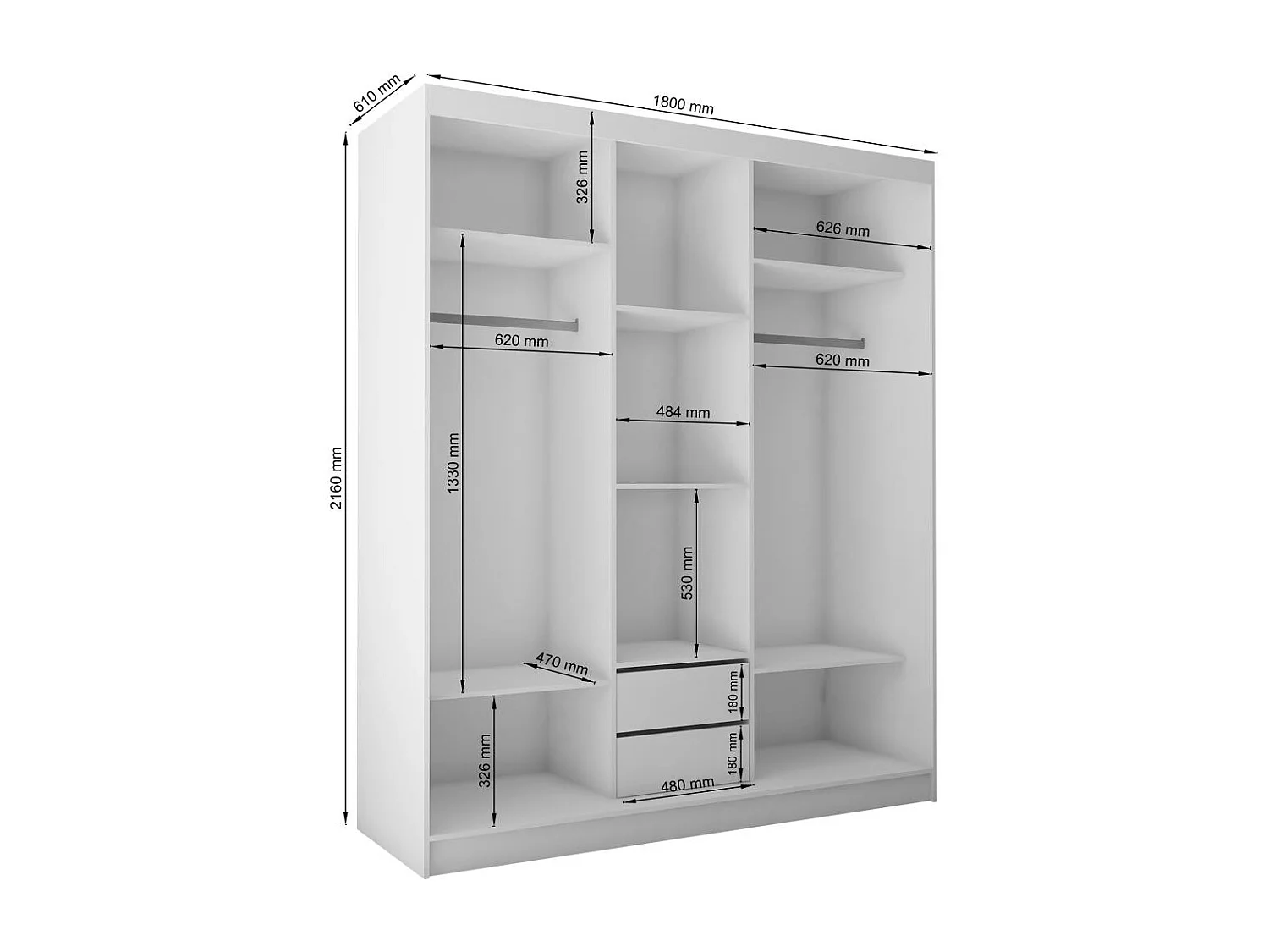 ARMOIRE À PORTES FERMÉES Mario 180/216/61 graphite