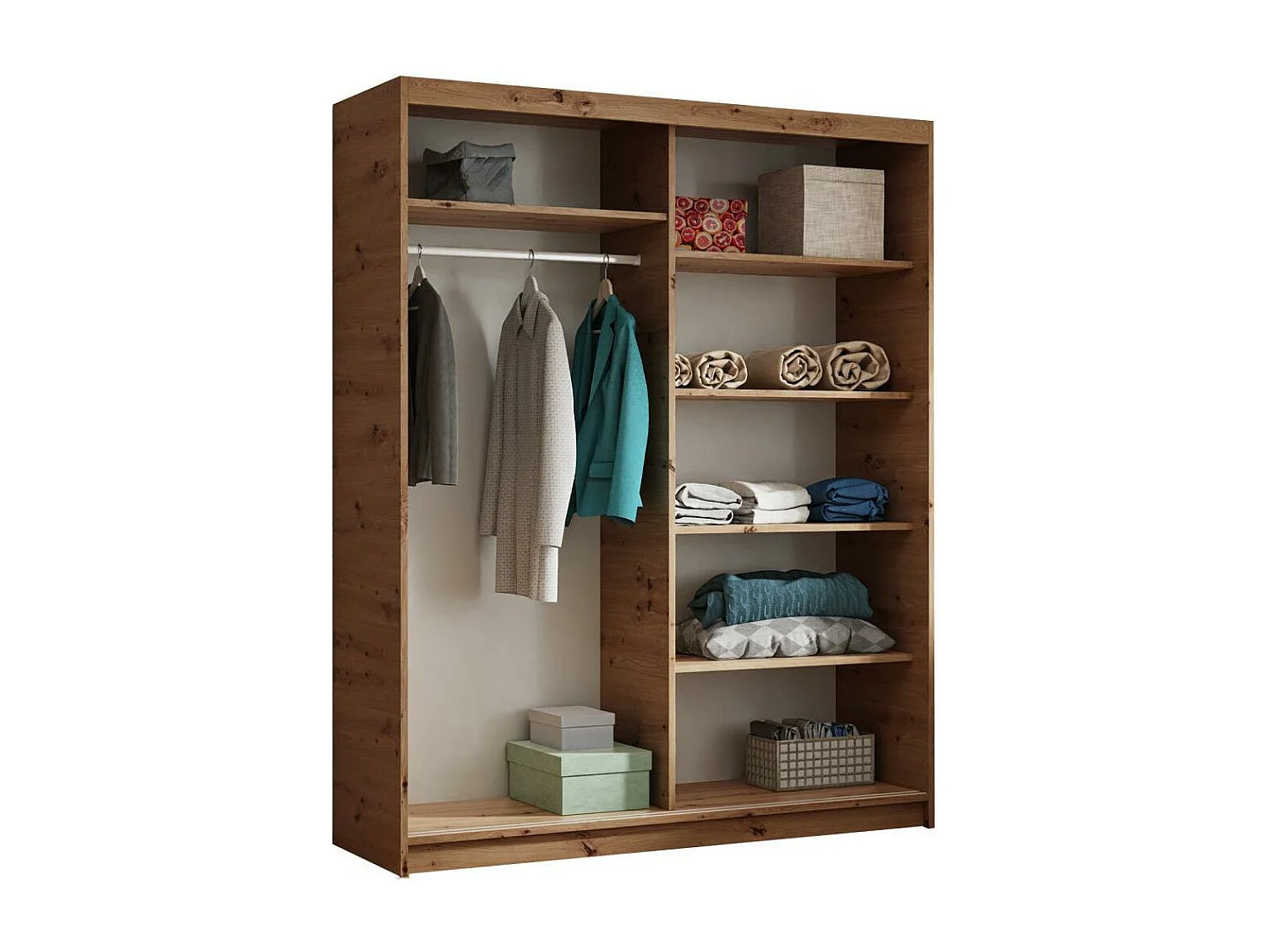 ARMOIRE A PORTES FERMÉES Hela 100/205/60 2 portes chêne Artisan avec miroir