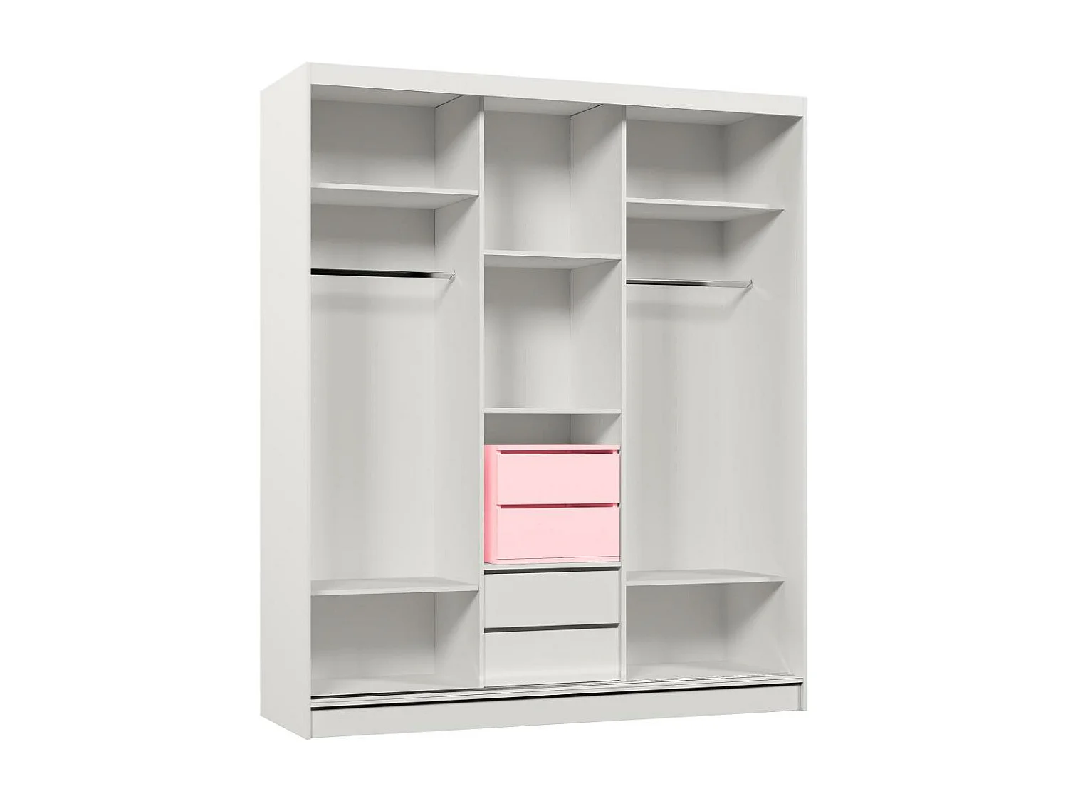 ARMOIRE A PORTES FERMÉES Helix 180/216/61 chêne artisan+blanc avec insert à tiroirs