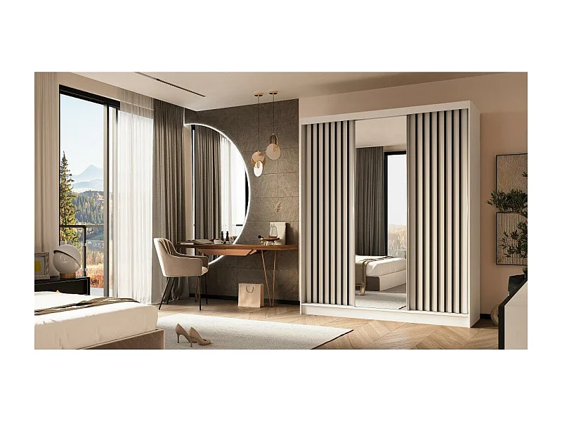 ARMOIRE A PORTES FERMÉES Helix 180/216/61 blanc+noir avec insert de tiroir