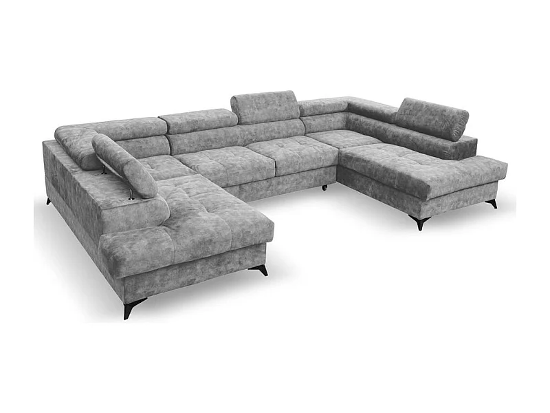 CANAPE Sorento U avec fonction sommeil gris clair