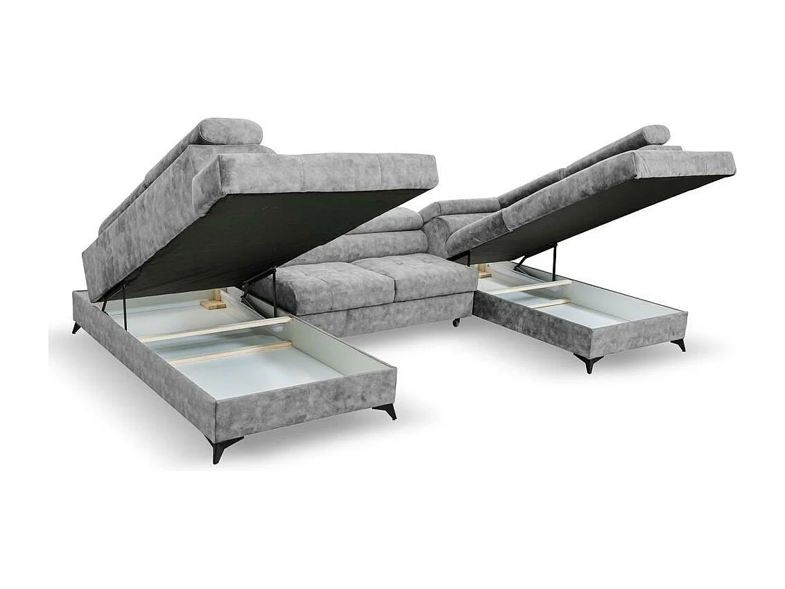 WOHNLANDSCHAFT Sorento U mit Schlaffunktion hellgrau