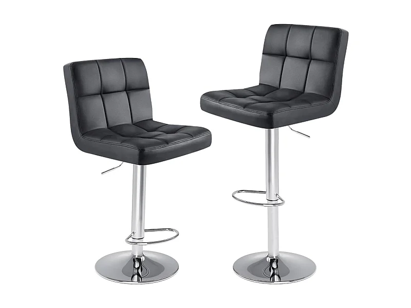 Tabourets de bar,Tabourets de bar de comptoir avec dossier,Tabouret de bar pivotant réglable en hauteur,PU,Noir,Lot de 2
