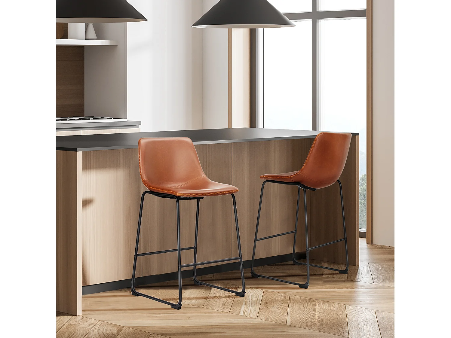 Tabourets de bar, Tabourets de bar avec pieds et repose-pieds en métal,Chaises de salle à manger,Sans bras