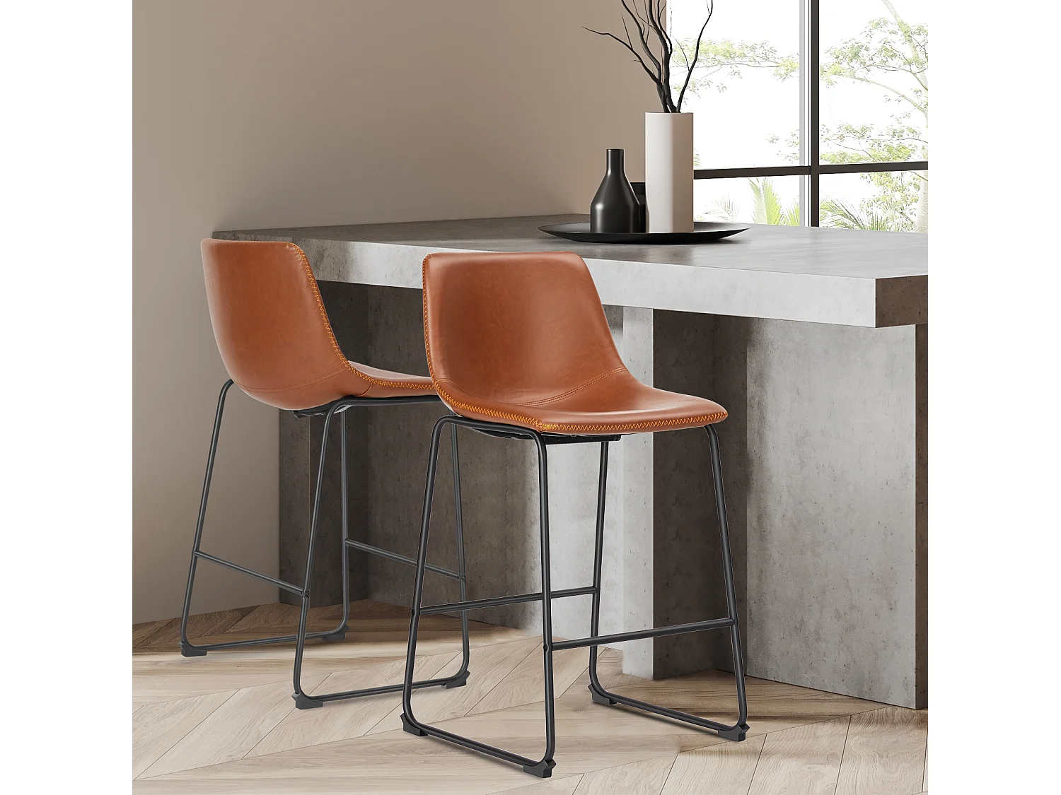 Tabourets de bar, Tabourets de bar avec pieds et repose-pieds en métal,Chaises de salle à manger,Sans bras