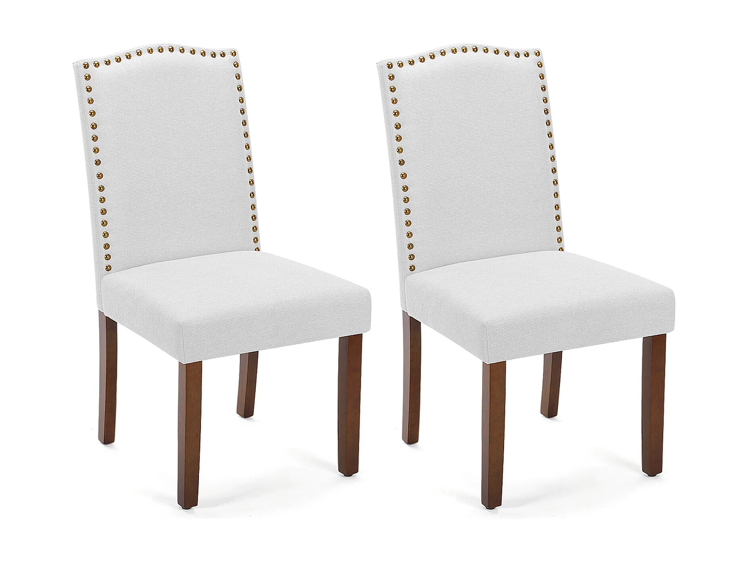 Eetkamerstoelen met bekleding,spijkerkop en houten poten,Armloos,stof,grijs