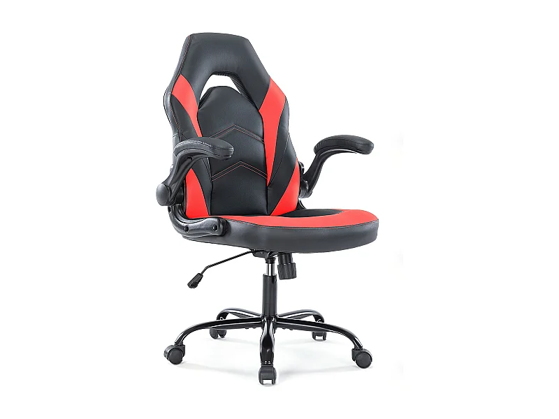 Bureaustoel,Bureaustoel met lendensteun,Ergonomisch,PU-leer,Rood,Zwart