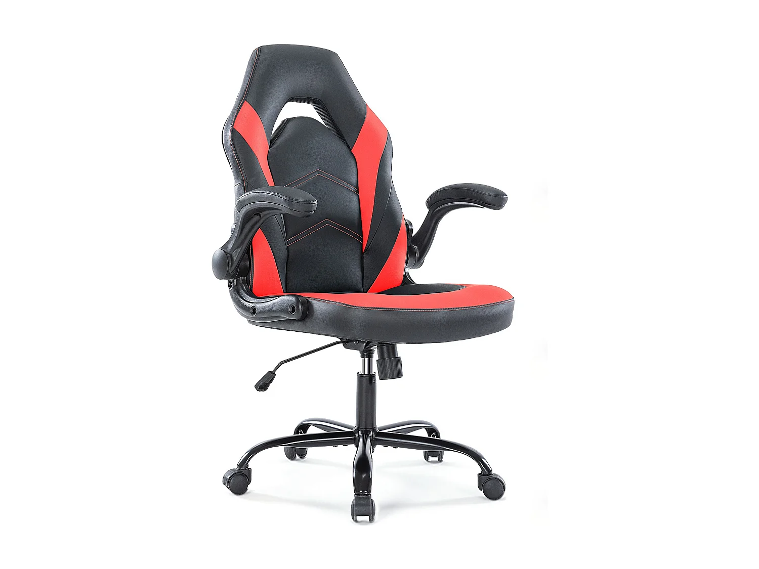 Bureaustoel,Bureaustoel met lendensteun,Ergonomisch,PU-leer,Rood,Zwart