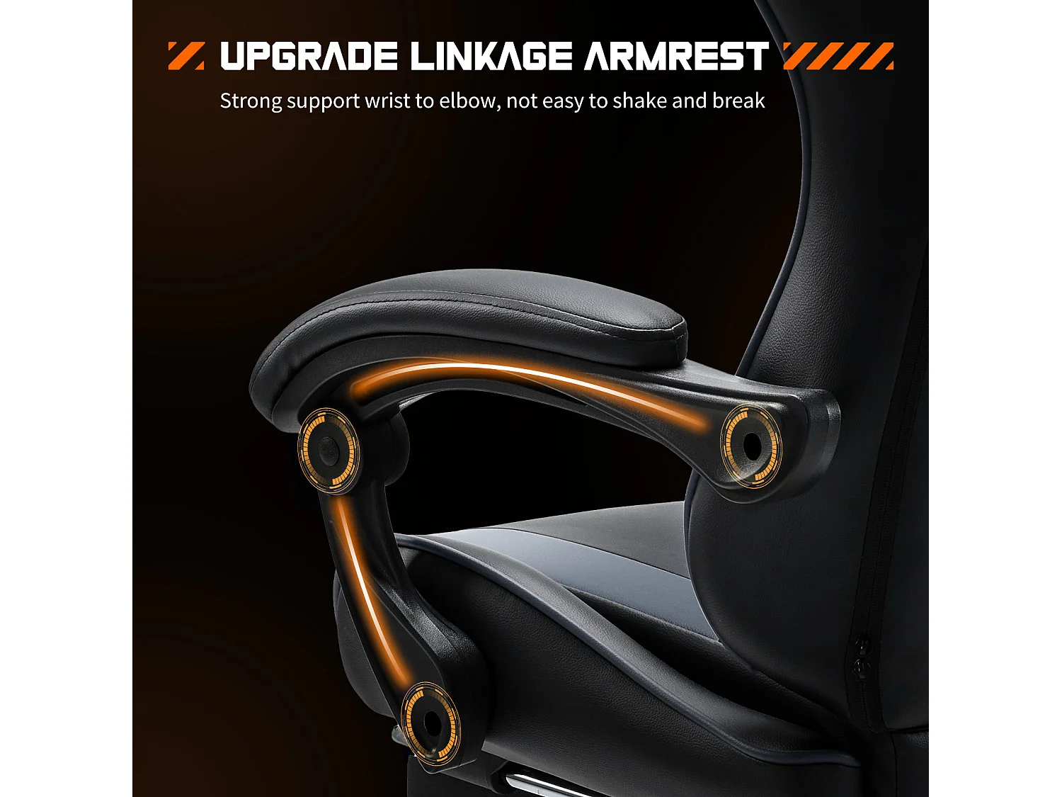 Gaming stoel,Bureaustoel met voetsteun en comfortabele lendensteun,Ergonomisch,Relaxfauteuil met hoofdsteun,PU leer,Grijs,Zwart