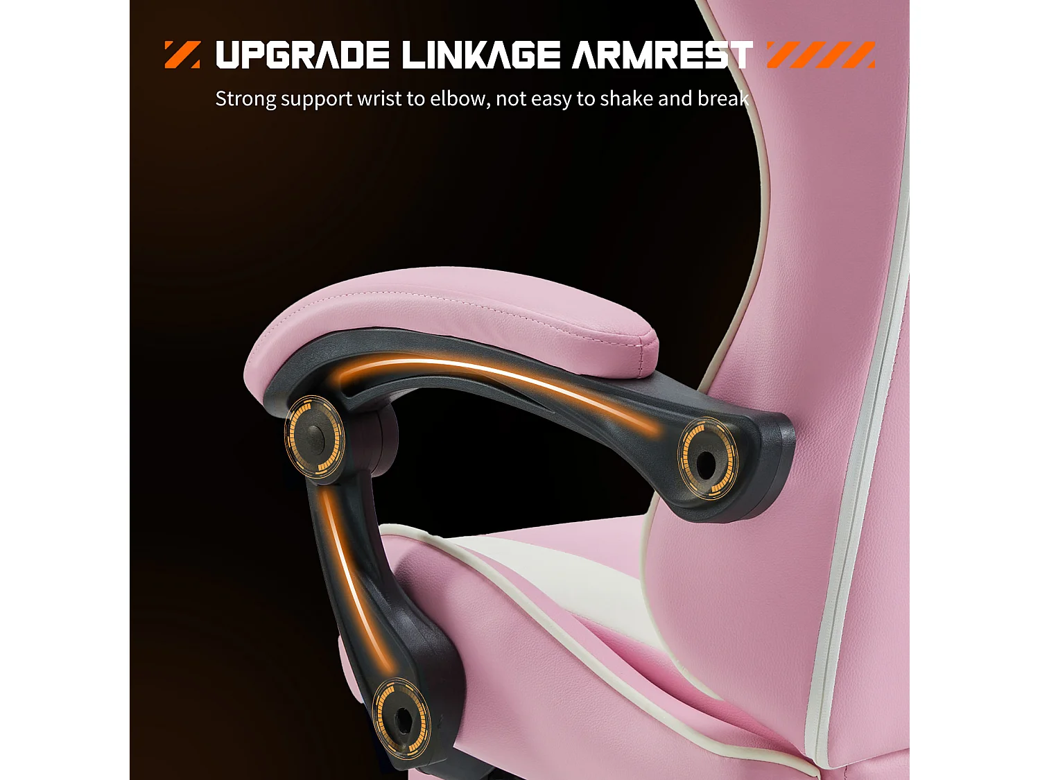 Gaming stoel,Bureaustoel met voetensteun en comfortabele lendensteun,Ergonomisch,Relaxfauteuil met hoofdsteun,PU leer,Roze,Zwart