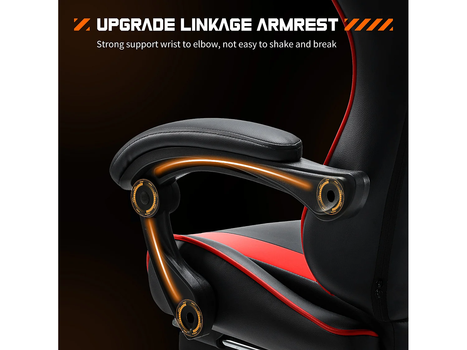 Gaming stoel,Bureaustoel met voetsteun en comfortabele lendensteun,Ergonomisch,Relaxfauteuil met hoofdsteun,PU leer,Rood,Zwart