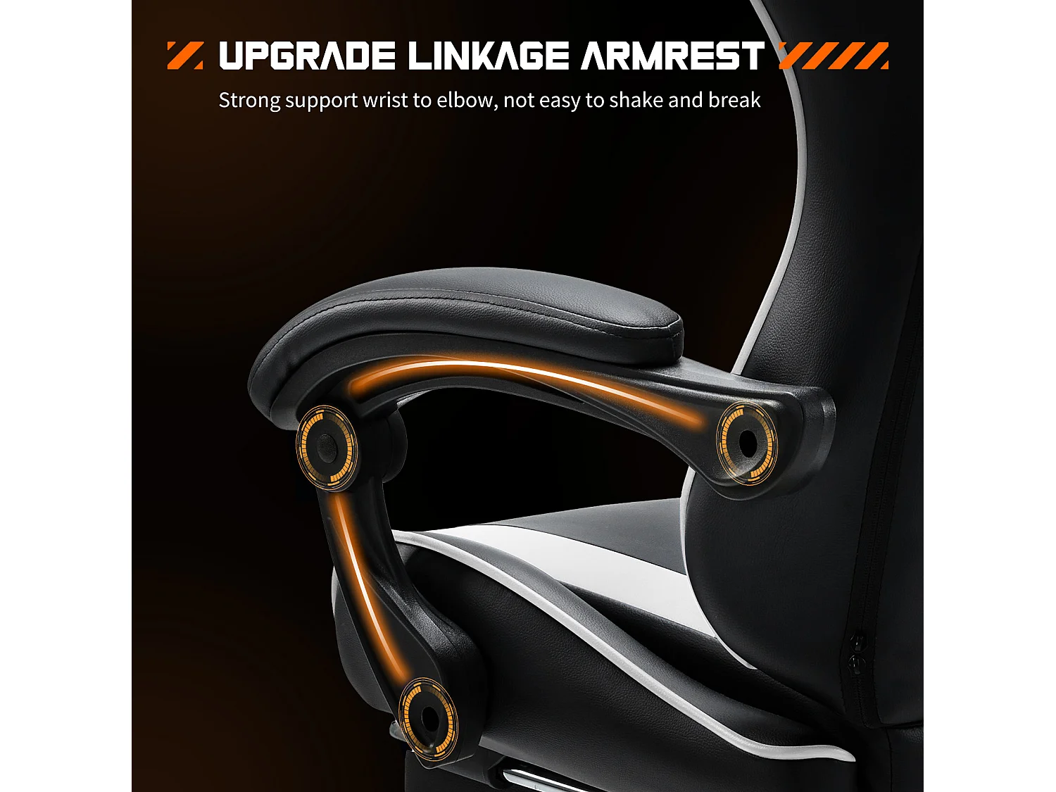 Gaming stoel,Bureaustoel met voetsteun en comfortabele lendensteun,Ergonomisch,Relaxfauteuil met hoofdsteun,PU leer,Wit,Zwart