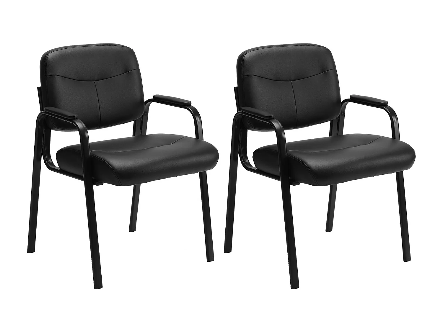 Conferentiestoelen,met gevoerde armen,ontvangststoelen,bureaustoelen,leer,zwart,set van 2