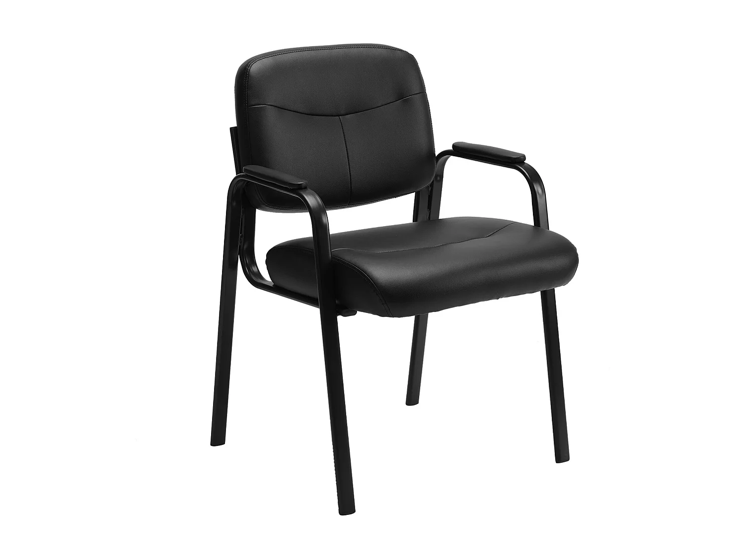 Conferentiestoelen,met gevoerde armen,ontvangststoelen,bureaustoelen,leer,zwart,set van 2