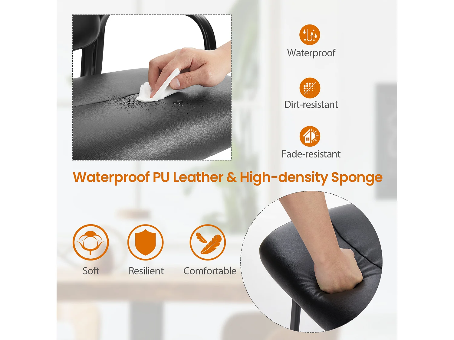 Conferentiestoelen,met gevoerde armen,ontvangststoelen,bureaustoelen,leer,zwart,set van 1