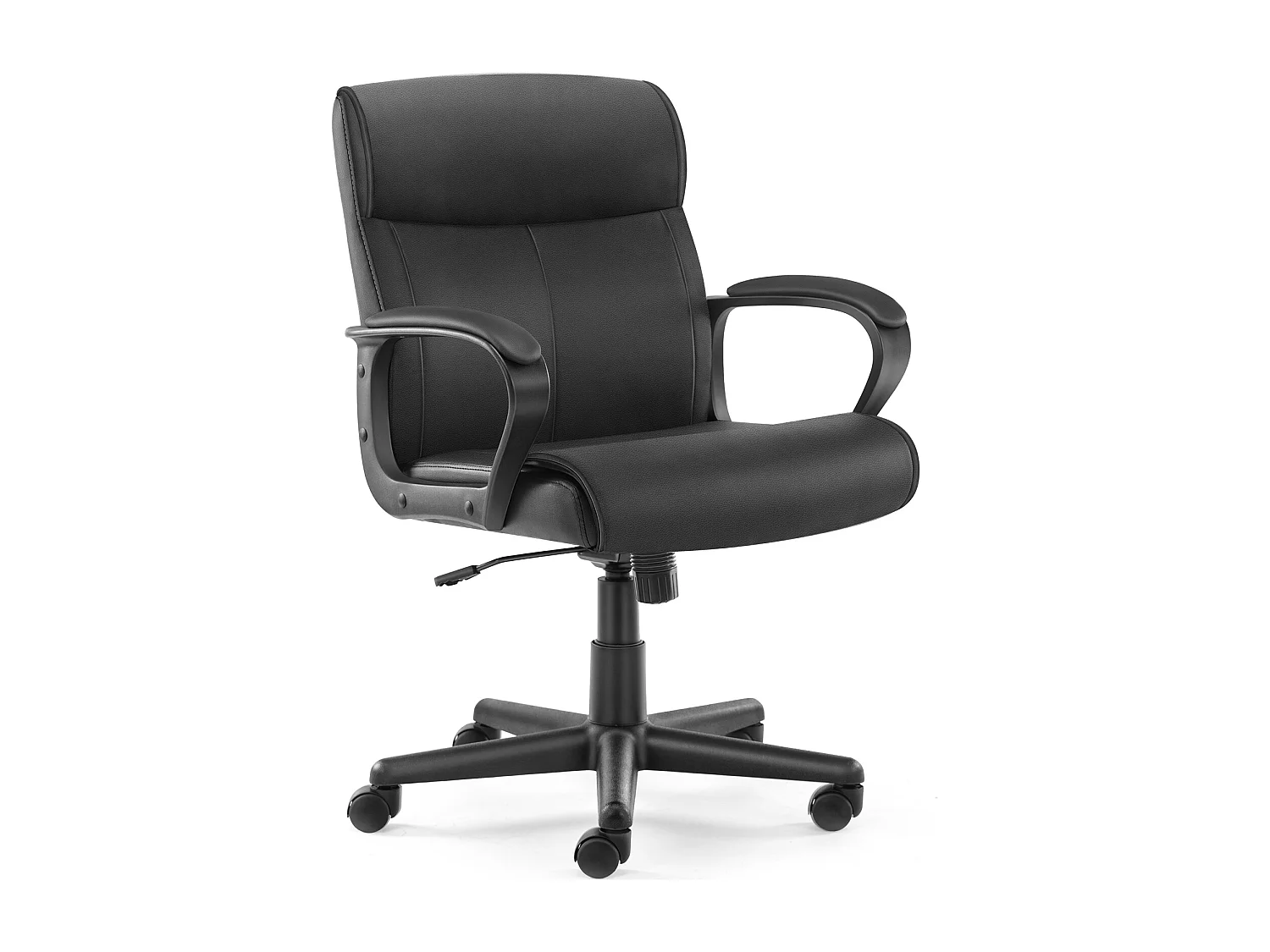 Chaise de bureau d'ordinateur avec support lombaire, réglable, accoudoir rembourré, pivotant, noir