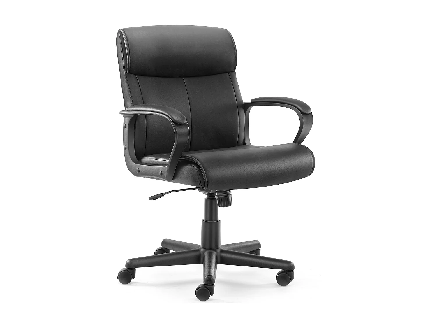 Chaise de bureau d'ordinateur avec support lombaire, réglable, accoudoir rembourré, pivotant, noir