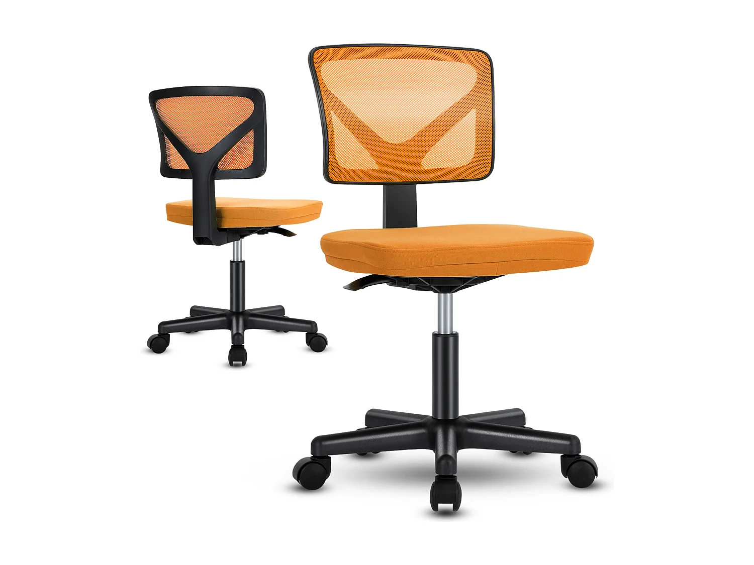 Chaise de bureau,Chaise d'ordinateur pivotante avec support lombaire,sans accoudoir,Low-Back Mesh,Orange