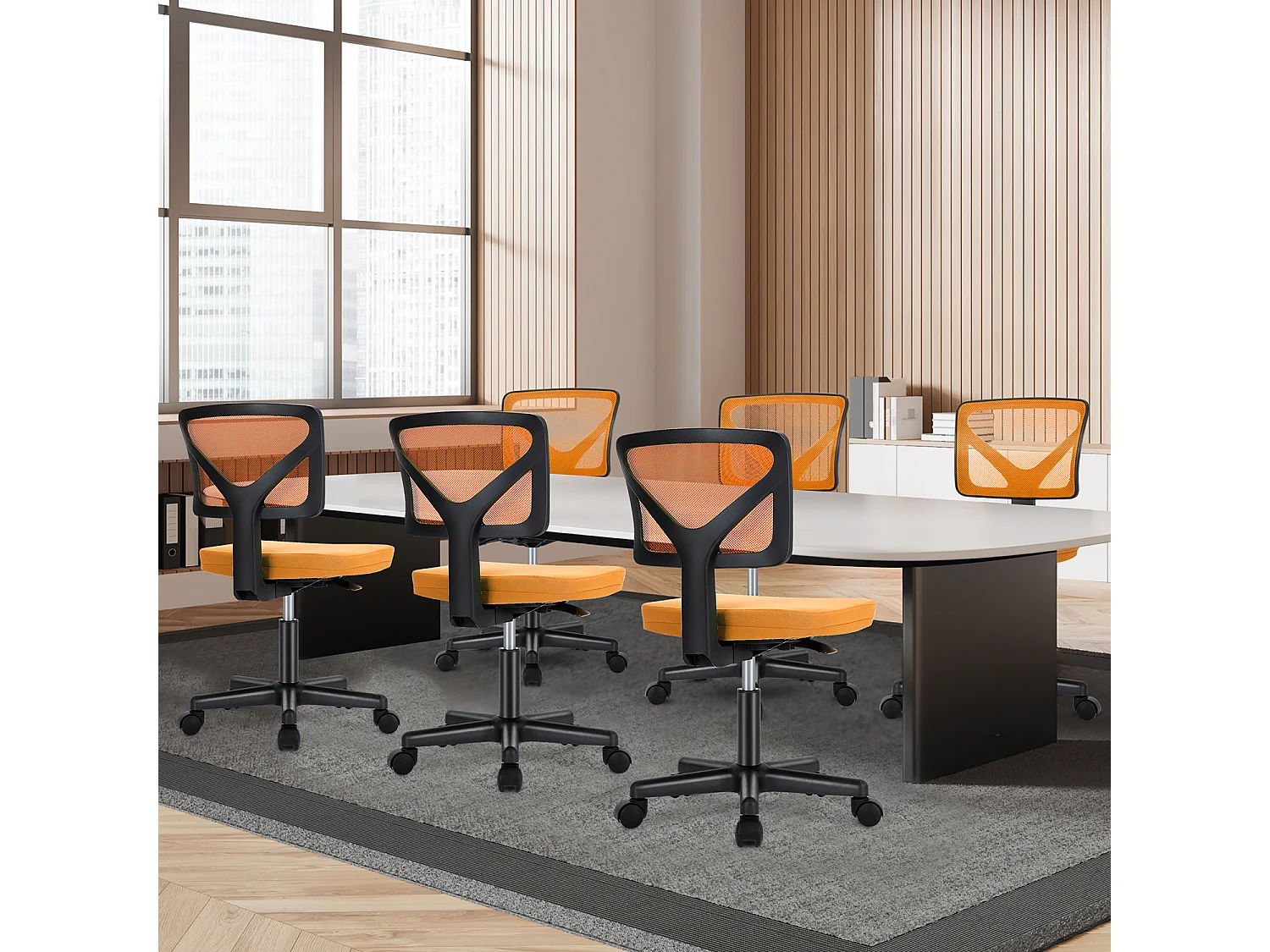 Chaise de bureau,Chaise d'ordinateur pivotante avec support lombaire,sans accoudoir,Low-Back Mesh,Orange