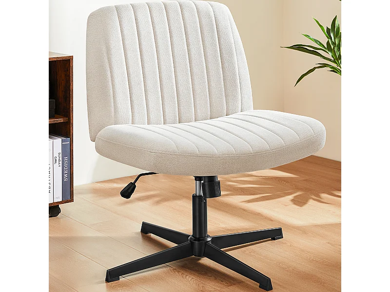 Bureaustoel, Cross-Legged stoel, zonder wielen Armless draaibare Home Office stoel, stof, Beige